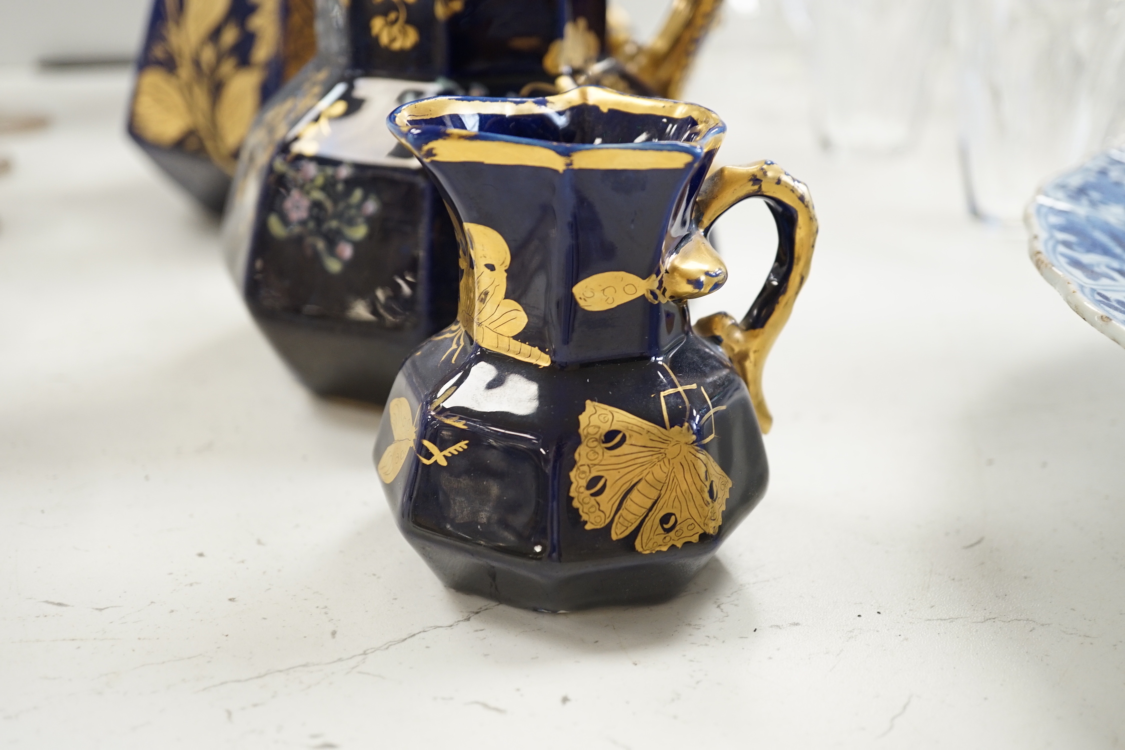 Four various Mason's ironstone hydra-shaped jugs, first half 19th century, tallest 25cm high